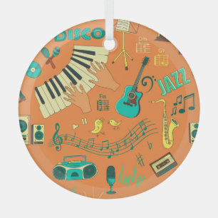 Handgezeichnet farbiges Musikmuster Ornament Aus Glas