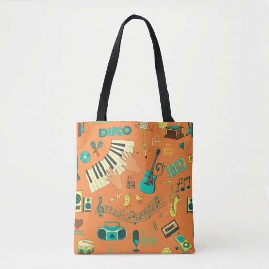 Handgezeichnet farbiges Musikmuster Tasche (Vorderseite)