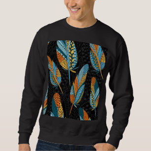 Handgezeichnet Federn: farbenfroher Hintergrund. Sweatshirt