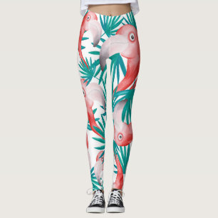 Handgezeichnet Flamingo: wasserfarbenes nahtloses Leggings