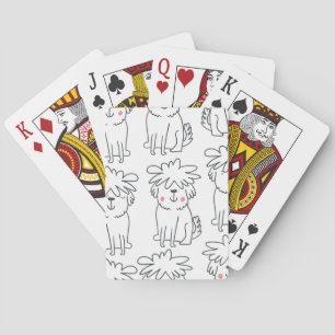 Handgezeichnet flauschige Hunde: Vintages Muster. Spielkarten