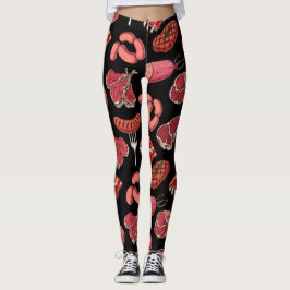 handgezeichnet Fleischerzeugnisse Muster Leggings