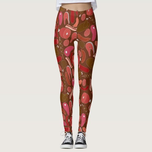 handgezeichnet Fleischerzeugnisse Muster Leggings (Vorderseite)