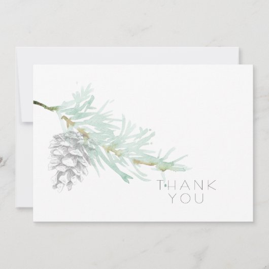 HandGezeichnet Foliage Pine Cone Einfache Beerdigu Dankeskarte (Vorderseite)