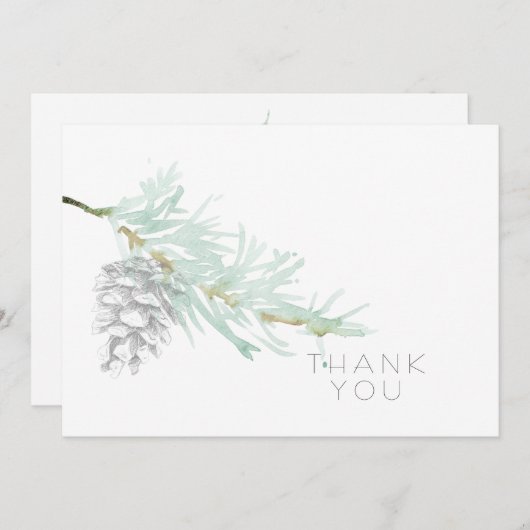 HandGezeichnet Foliage Pine Cone Einfache Beerdigu Dankeskarte (Vorne/Hinten)