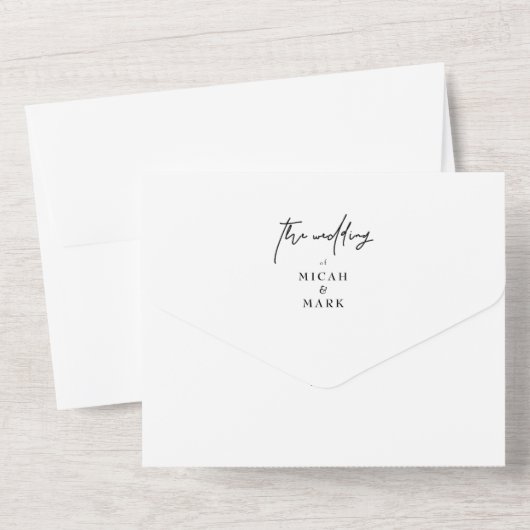 HandGezeichnet Foliage Simple Wedding All In One Einladung (Rückseite)