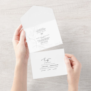 HandGezeichnet Foliage Simple Wedding All In One Einladung