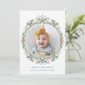 HandGezeichnet Folk Wildblume Kraath Weihnachtsfes Feiertagskarte (Stehend Vorderseite)