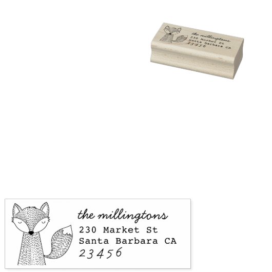 Handgezeichnet Fox-Nachname Script-Rücksendeadress Gummistempel (Stempel)