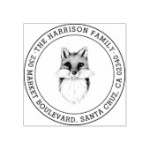 Handgezeichnet Fox | Runde Familienname Rücksendea Gummistempel (Prägung)