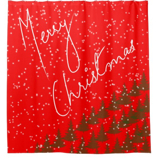 Handgezeichnet Frohe Weihnachten Duschvorhang (Vorderseite)