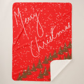 Handgezeichnet Frohe Weihnachten Sherpadecke (Vorderseite)