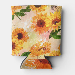 HandGezeichnet Gelbe Sonnenblumen Wasserfarben Mus Dosenkühler