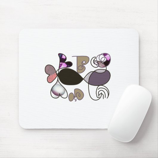 Handgezeichnet gemischte Briefe und Herzen, farbig Mousepad (Mit Mouse)