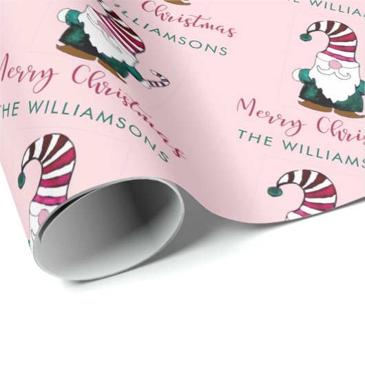 HandGezeichnet Gnome Personalisiert Scandi Pink Geschenkpapier (Rolleneckpunkt)