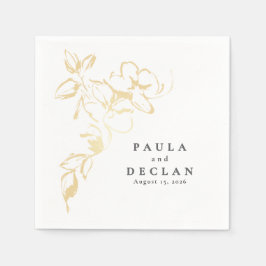 Handgezeichnet Gold-Blume Elegante Minimalistische Serviette