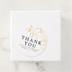 Handgezeichnet Gold-Blume Minimalistisch Danke Geschenkanhänger
