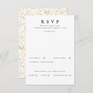 Handgezeichnet Gold Floral Muster Hochzeit RSVP