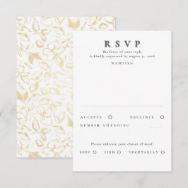 Handgezeichnet Gold Floral Muster Hochzeit RSVP Karte