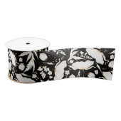 Handgezeichnet Gold-Wildblumen Elegant Black Satinband (Spule)