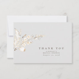 Handgezeichnet Gold Wildblumen Elegant Danke