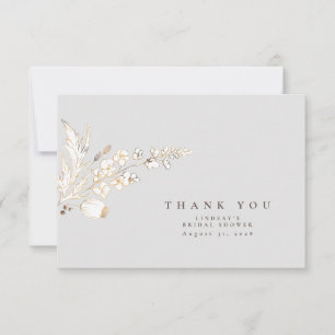 Handgezeichnet Gold Wildblumen Elegant Danke
