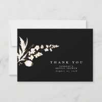 Handgezeichnet Gold Wildblumen Elegant Danke