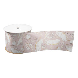 Handgezeichnet Gold-Wildblumen Elegant Dusty Pink Satinband