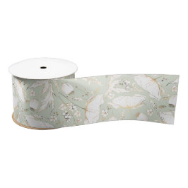 Handgezeichnet Gold-Wildblumen Elegant Sage Green Satinband
