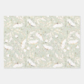 Handgezeichnet Gold Wildblumen Sketch Muster Elega Geschenkpapier Set (Vorderseite 3)