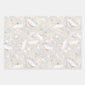 Handgezeichnet Gold Wildblumen Sketch Muster Elega Geschenkpapier Set (Vorderseite 3)