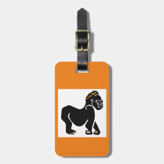 Handgezeichnet - GORILLA - Primat - wild - Orange Gepäckanhänger (Vorderseite vertikal)