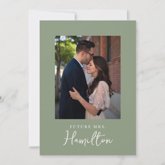 HandGezeichnet Green Rose Bouquet Foto Brautparty Einladung (Rückseite)