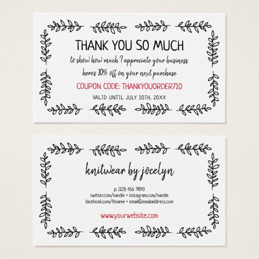 HandGezeichnet Gutscheincode für Grünflächen für k (Vorne & Hinten)