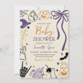 Handgezeichnet Halloween Little Boo Baby Shower Einladung (Vorderseite)