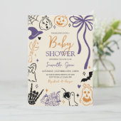 Handgezeichnet Halloween Little Boo Baby Shower Einladung (Stehend Vorderseite)