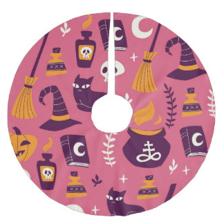 Handgezeichnet Halloween, sprichwörtlich nahtlos. Polyester Weihnachtsbaumdecke