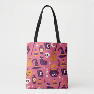 Handgezeichnet Halloween, sprichwörtlich nahtlos. Tasche
