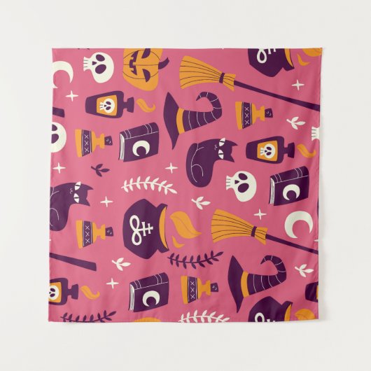 Handgezeichnet Halloween, sprichwörtlich nahtlos. Wandteppich (Vorderseite (Horizontal))