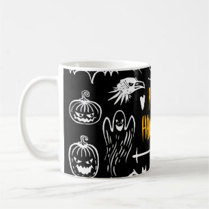 Handgezeichnet Halloween-Symbole, Vintage Sammlung Kaffeetasse