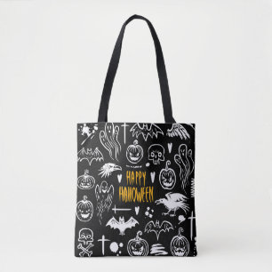 Handgezeichnet Halloween-Symbole, Vintage Sammlung Tasche