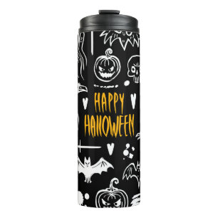 Handgezeichnet Halloween-Symbole, Vintage Sammlung Thermosbecher
