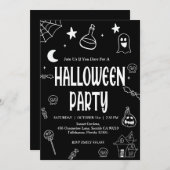 HandGezeichnet Halloween-Vibes-Party Einladung (Vorne/Hinten)
