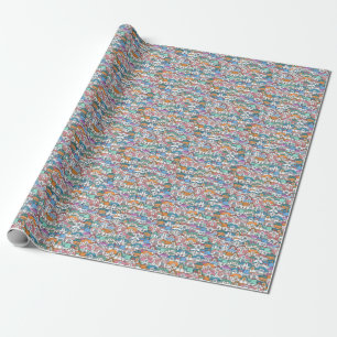 HandGezeichnet Häuser: farbenfrohe Vintage Muster Geschenkpapier