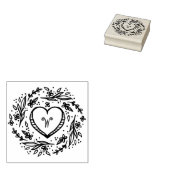 Handgezeichnet Herz- und Blumenkranz-Monogramm Gummistempel (Stempel)