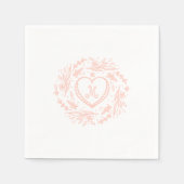 Handgezeichnet Herz- und Blumenkranz-Monogramm Serviette (Vorderseite)