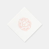 Handgezeichnet Herz- und Blumenkranz-Monogramm Serviette (Ecke)