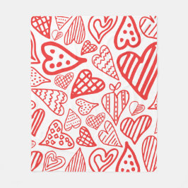 "HandGezeichnet Herzdesign | Whimsisch und romanti Fleecedecke