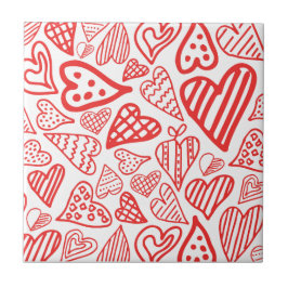 "HandGezeichnet Herzdesign | Whimsisch und romanti Fliese