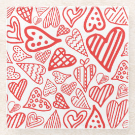 "HandGezeichnet Herzdesign | Whimsisch und romanti Glasuntersetzer